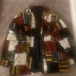 Vintage Print Collared Jacket